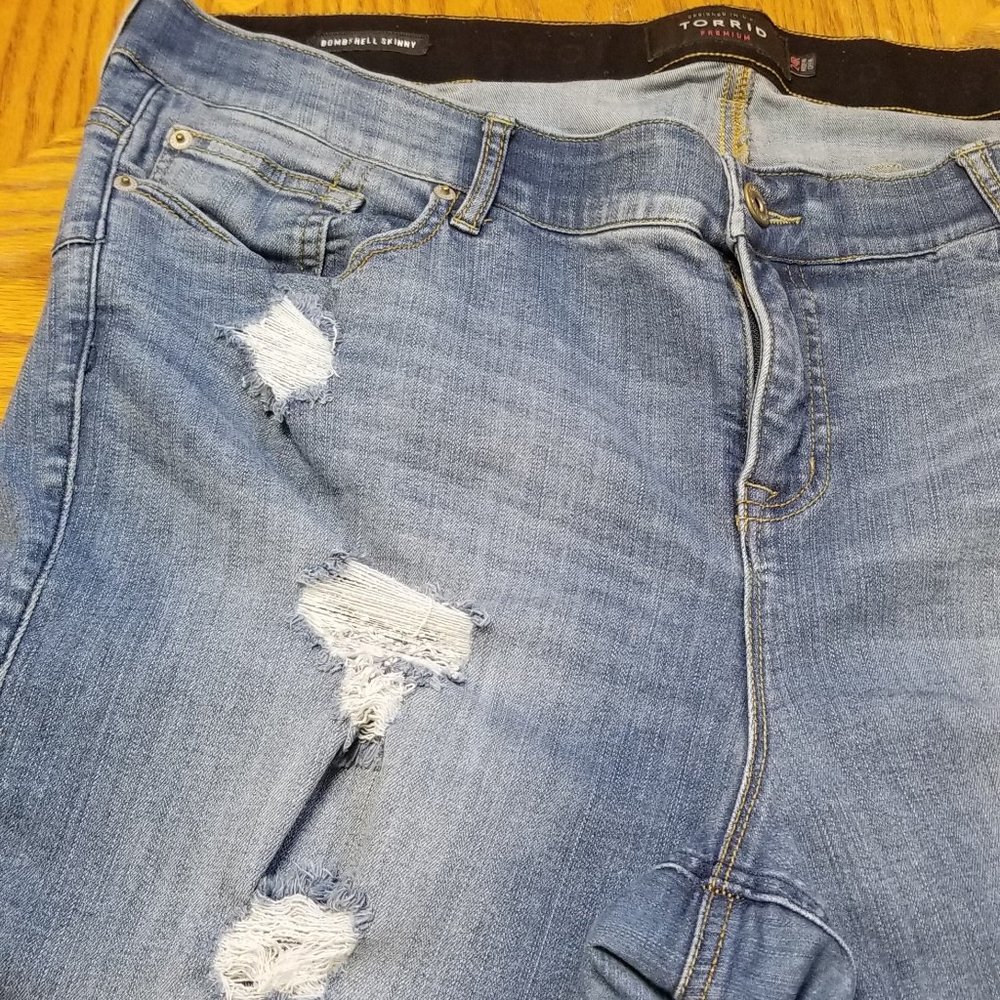 Torrid Bombshell Skinny Destructed Jeans
